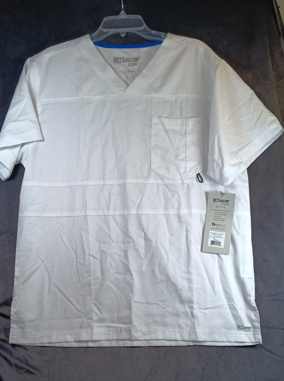 Grey's Anatomy Men's White V-Neck Scrub Top
